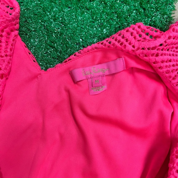 Lilly Pulitzer Women’s Medium Pink Lace Ruffled Collar Mini Dress - Picture 2 of 3